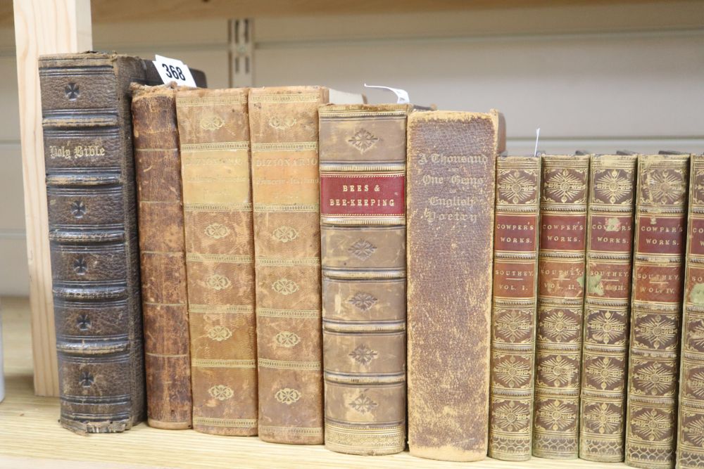 Miscellaneous bindings, including an early New Testament (n.d.), Cheshires Bees & Bee-Keeping Vol II,